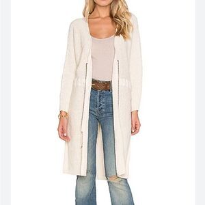 Free People Soul Sister Long Cardigan Cotton Neutral Earthy Boho Safari Beachy S
